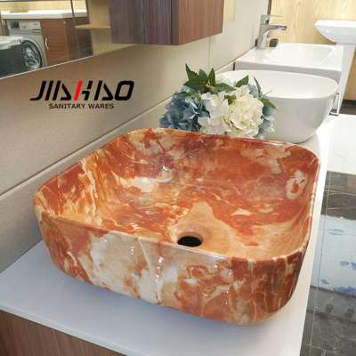 Jiahao Marble Simple Design Counter Top Mounted Square Wash Hand Basin