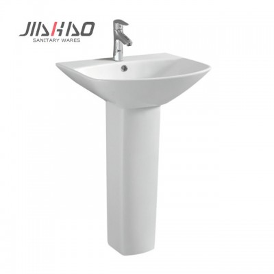 Jiahao Best price pedestal hand basin bathroom ceramic wash basin with stand