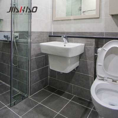 6900 Modern ceramic bathroom sink and wall hung basin square western bathroom sinks